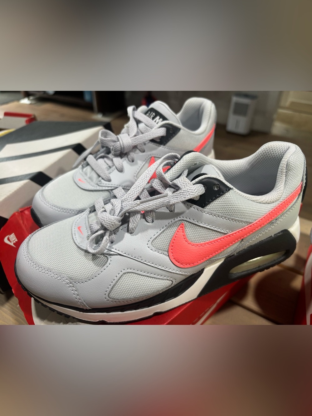 Nike Kids Gray and Coral Air Max Sneakers